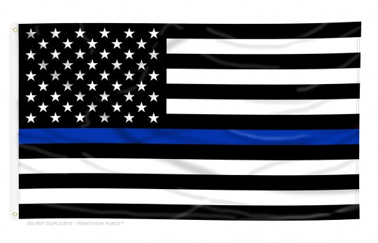 Made in USA 3 x 5 Thin Blue Line American flag with black-and-white stars and stripes and blue stripe