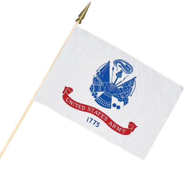 12x18 U.S. Army cemetery flag on 30-inch wood staff with gold spear top