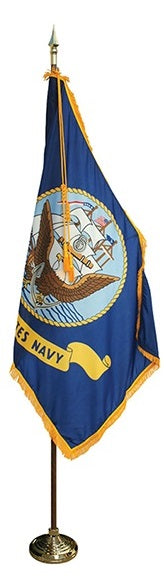 U.S. Navy indoor flag without gold fringe and with pole sleeve