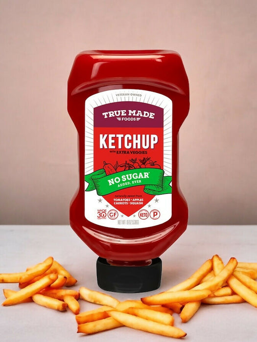 True Made No Added Sugar Ketchup, Squeeze Bottle - 6 bottles x 17oz case by Farm2Me