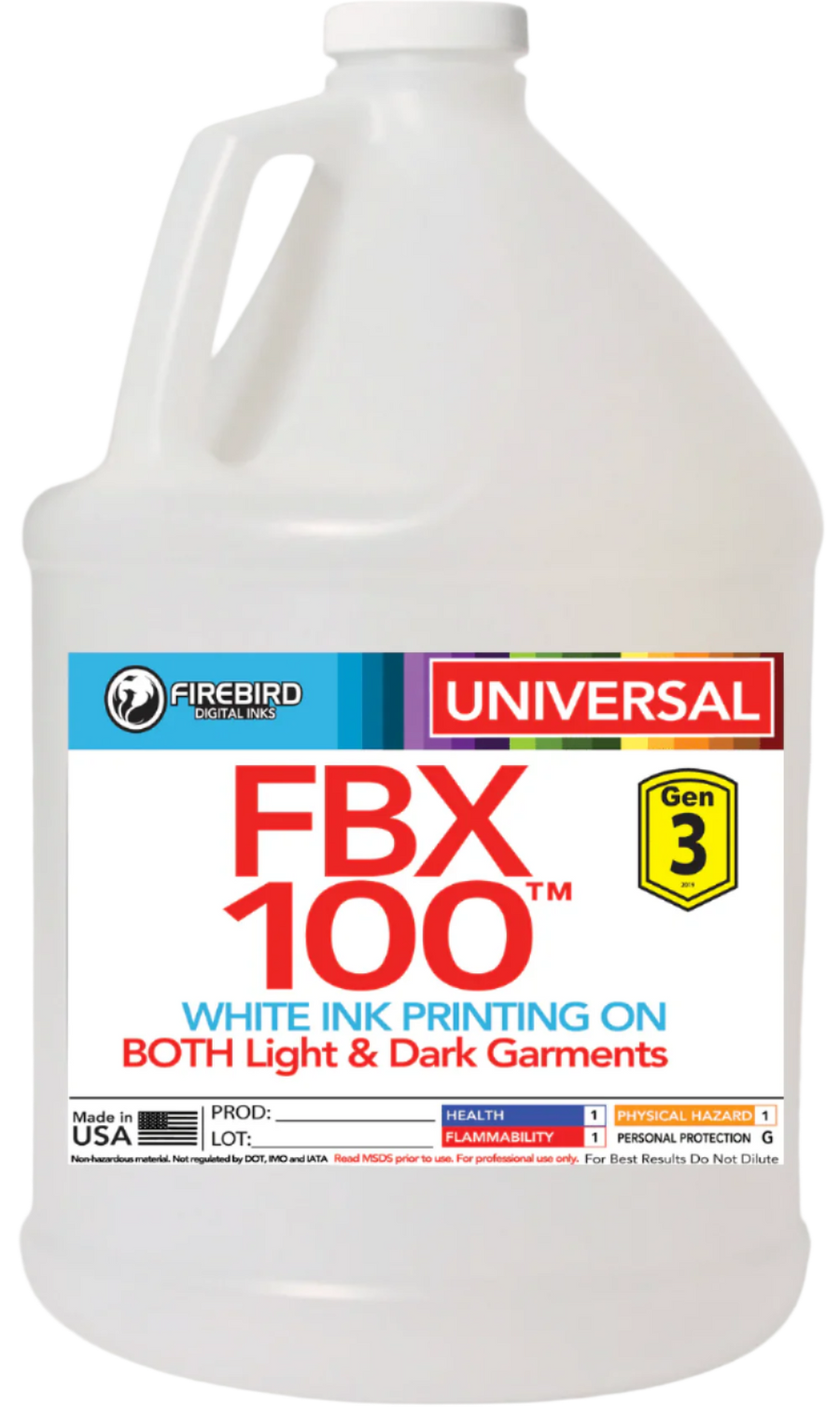FBX-100 Gen3 Universal DTG pretreatment in a 1-gallon jug