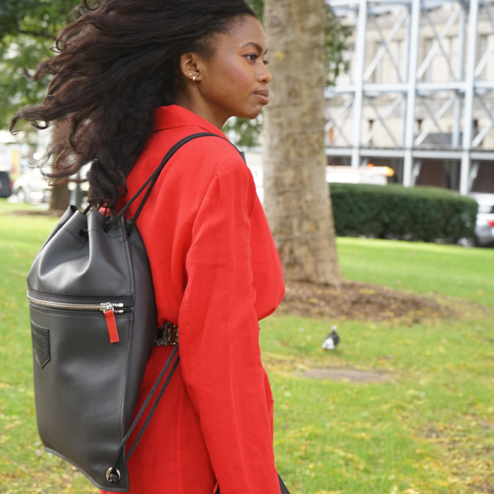 Detroit Drawstring Backpack in Leather ( Made to Order)