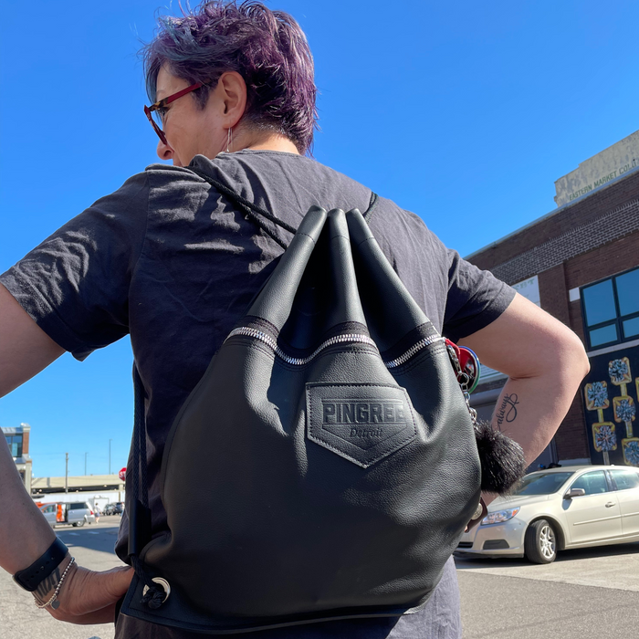 Detroit Drawstring Backpack in Leather ( Made to Order)