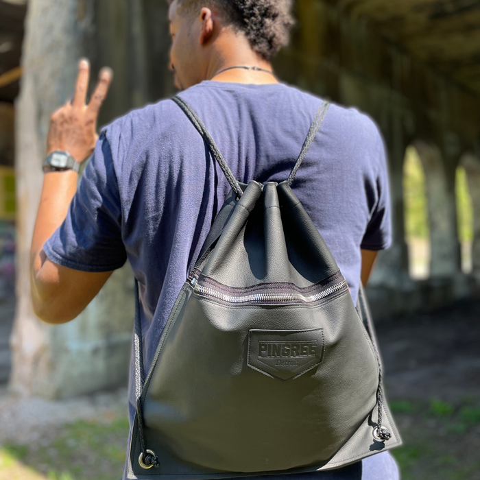 Detroit Drawstring Backpack in Leather ( Made to Order)