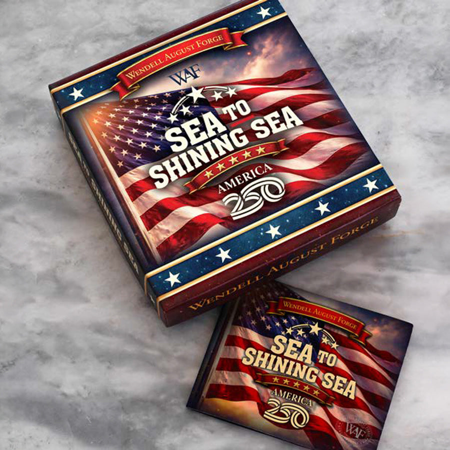 Gift packaging display for America250 Sea to Shining Sea Ornament (Aluminum and Crystals)