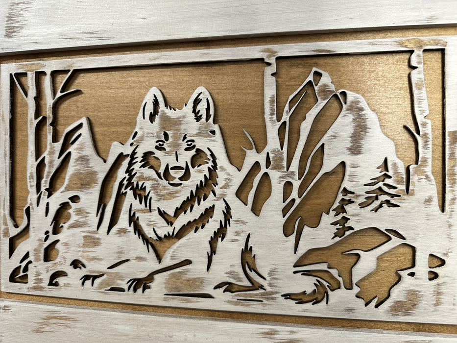 Decorative White Wolf Gun Cabinet Wall-Mounted & Lockable – Weapon Safe for Protective Gun Keeping & Household Defense Equipment