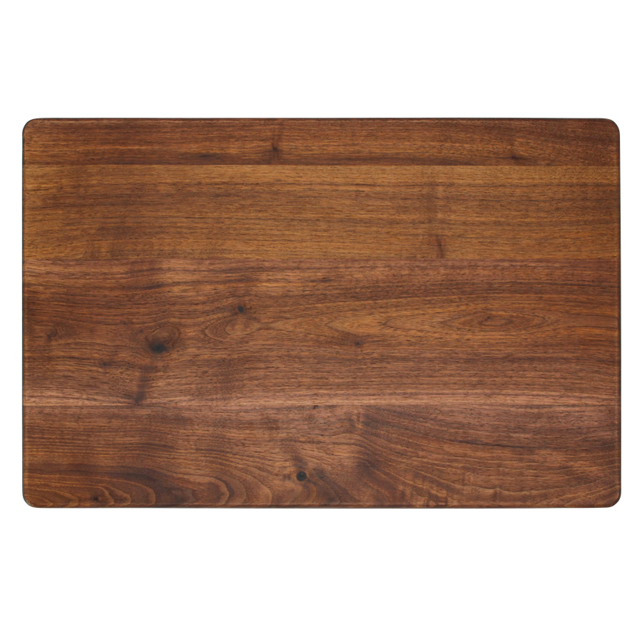 Plain reverse surface of a walnut cutting board
