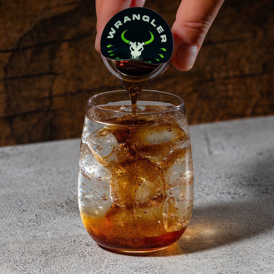 Energy concentrate being poured into a glass