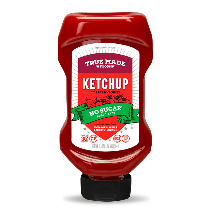 True Made No Added Sugar Ketchup, Squeeze Bottle - 6 bottles x 17oz case by Farm2Me
