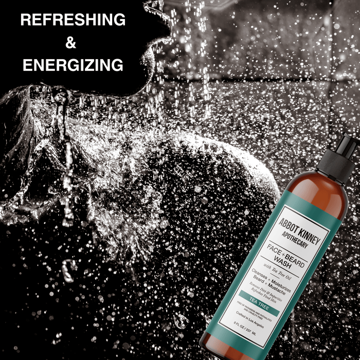 Abbot Kinney Apothecary Face + Beard Wash with Tea Tree Oil - 8 FL OZ - Face, Beard, and Shave Gel (UPC 850034020358) Men's Grooming Los Angeles Brands 