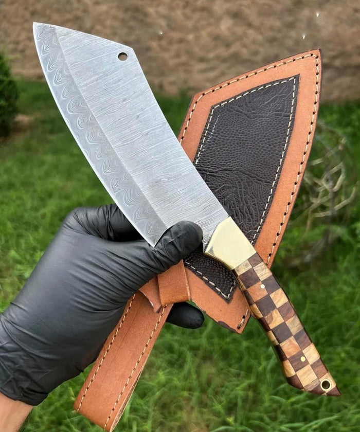 HANDMADE FORGED DAMASCUS STEEL Meat Cleaver Chopper Knife