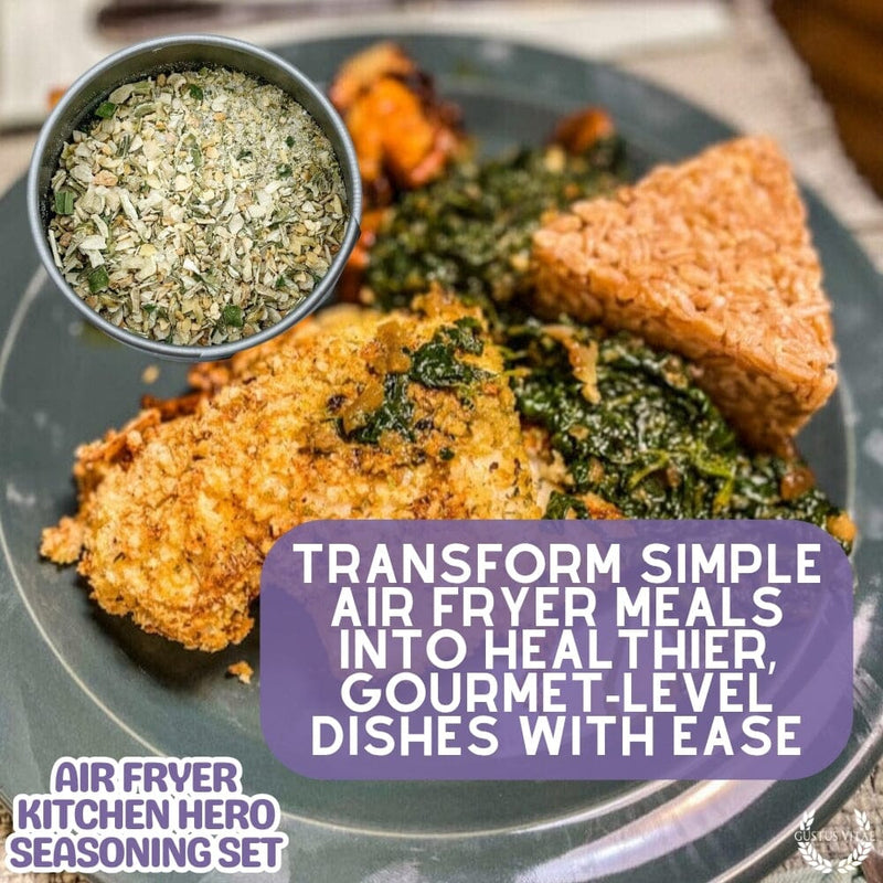 Air Fryer Kitchen Hero Seasoning Set - Artisanal Spice Blends Six Pack Collections & Gift Sets Gustus Vitae