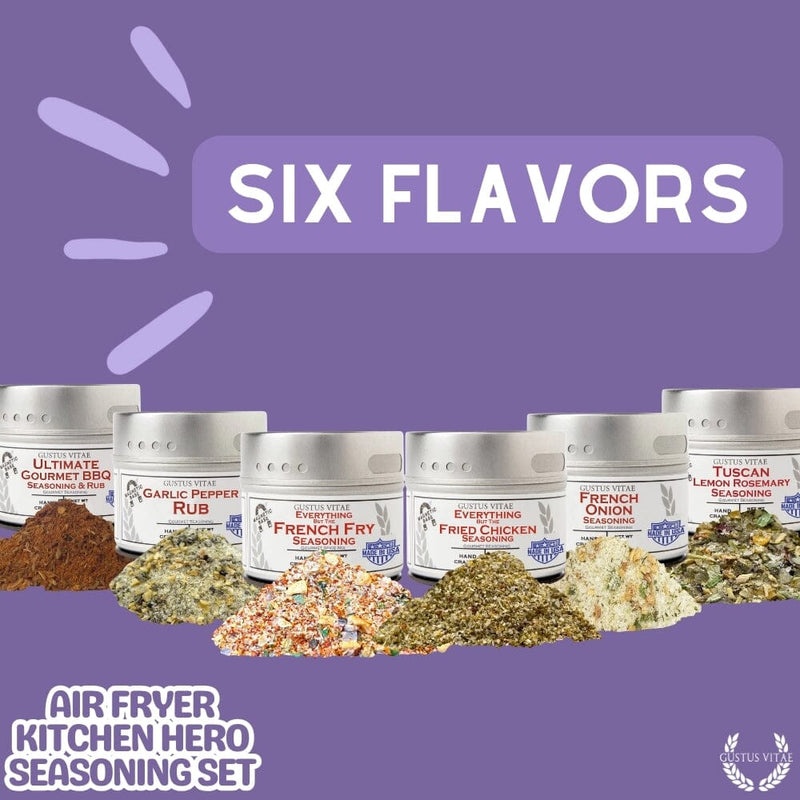 Air Fryer Kitchen Hero Seasoning Set - Artisanal Spice Blends Six Pack Collections & Gift Sets Gustus Vitae