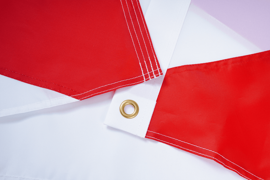 Alabama State Flag fabric, white heading, and brass-tone grommet