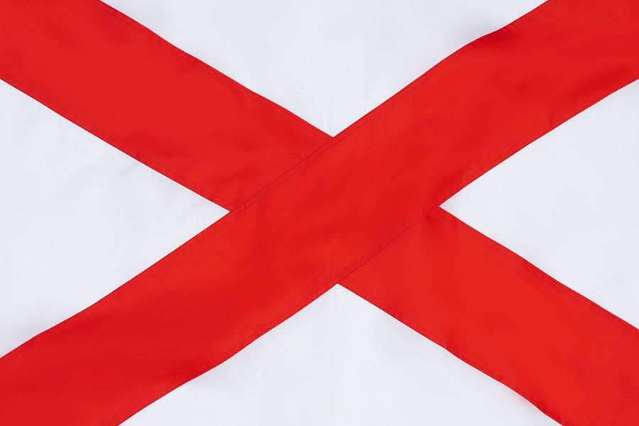 Alabama State Flag design and stitching in close-up