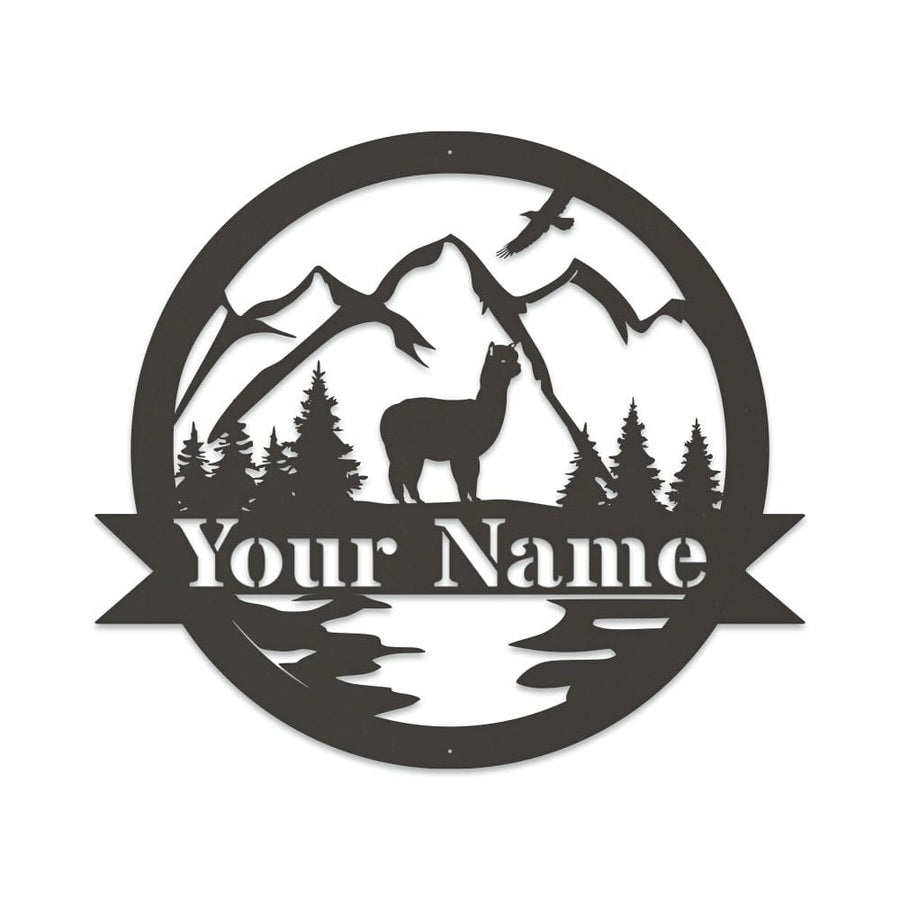 Alpaca Monogram - Metal Sign