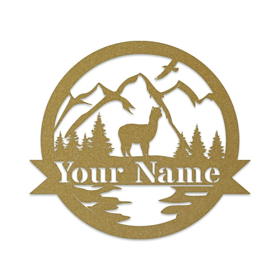 Alpaca Monogram - Metal Sign