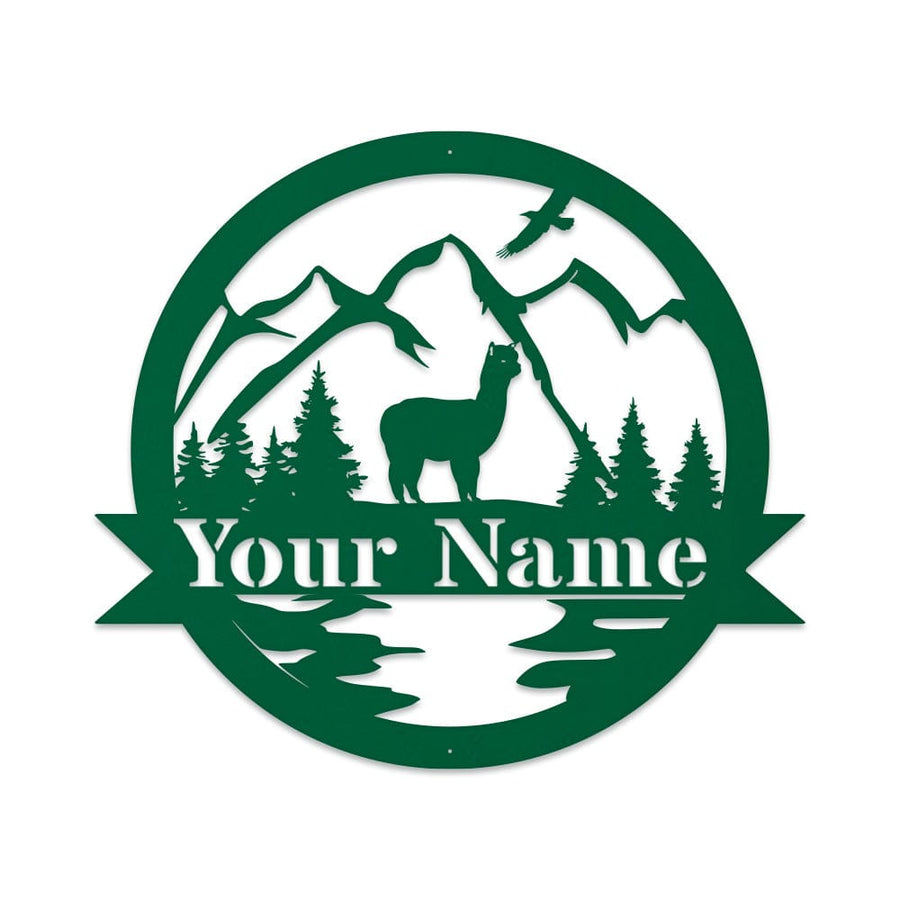 Alpaca Monogram - Metal Sign