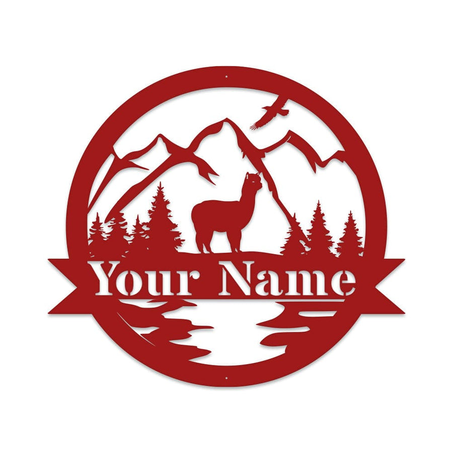 Alpaca Monogram - Metal Sign