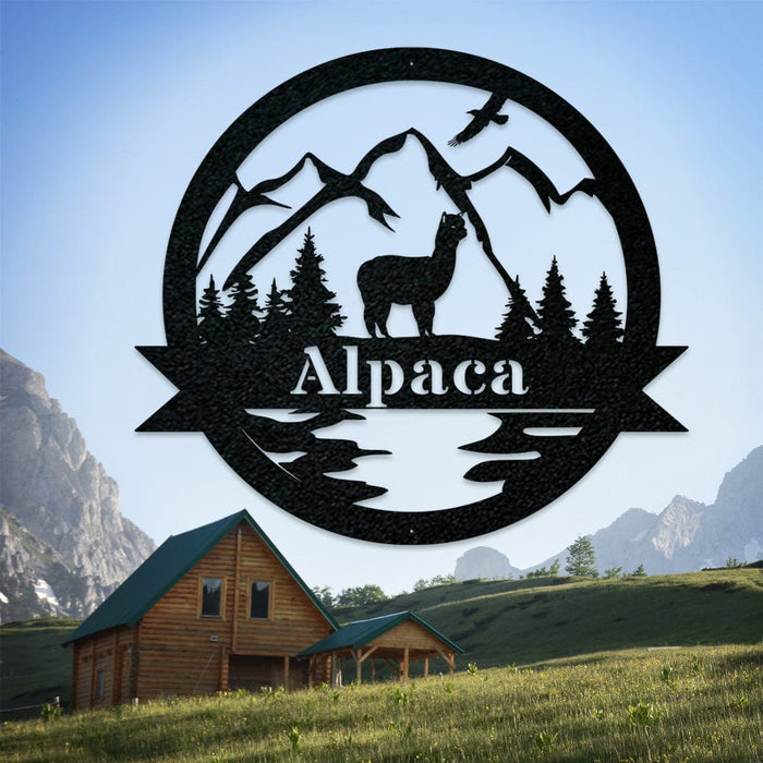 Alpaca Monogram - Metal Sign