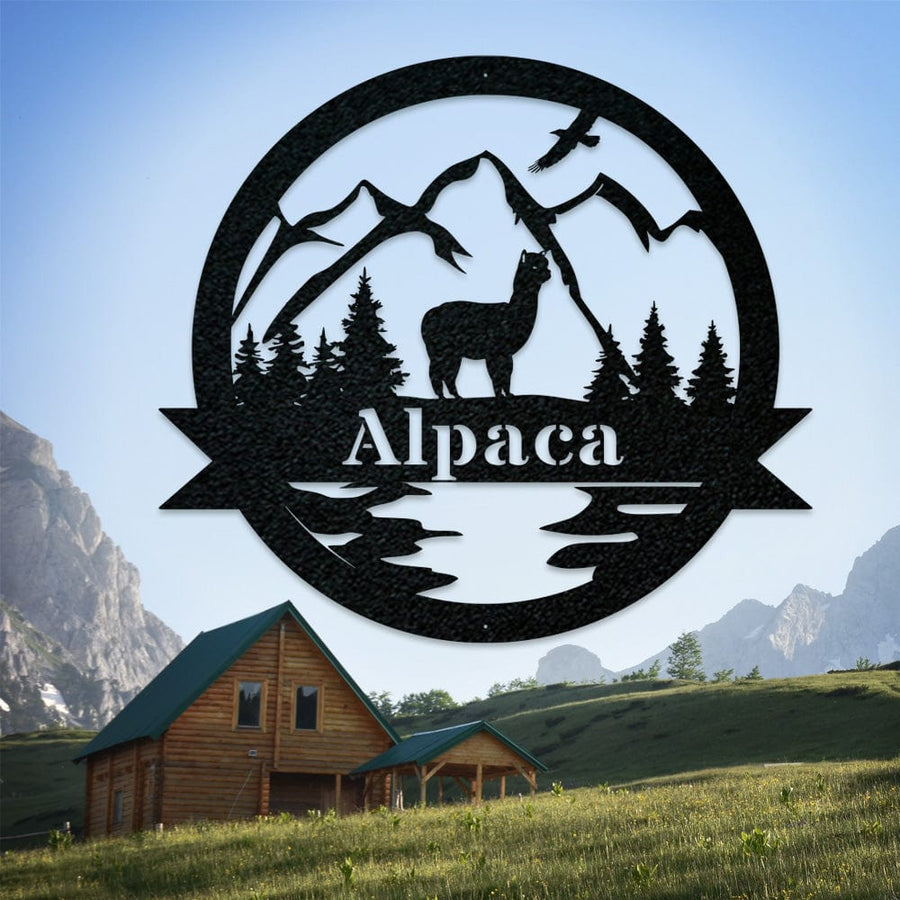 Alpaca Monogram - Metal Sign