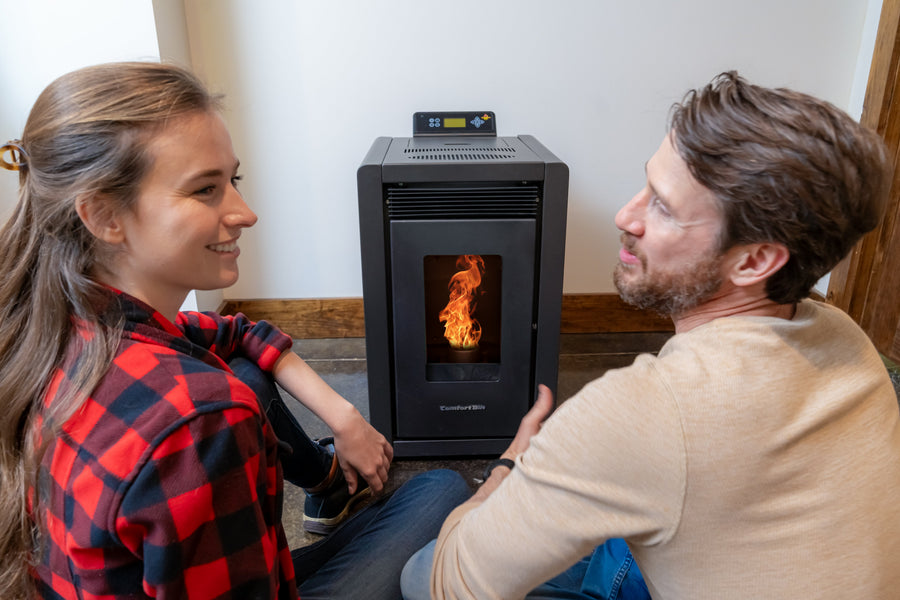 Alpine HP40 1,500 sq. ft. Small Pellet Stove with a 25-lb Hopper in Black