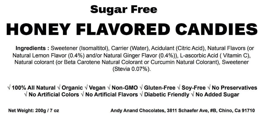 Andy Anand Sugar-Free Honey Ginger Candy with Propolis & Vitamin C, 70 pc, 7 oz – Functional European, Keto & Diabetic-Friendly Gift Box