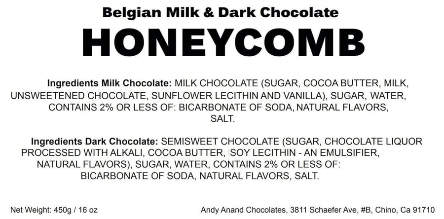 Andy Anand Belgian Milk Chocolate Honeycomb Sponge, 1 lb – Handcrafted Gourmet Gift Box, Luxurious for Birthday & Special Occasions