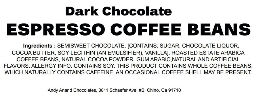 Andy Anand Dark Chocolate Covered Coffee Espresso Beans, 1 lb – Gourmet Gift Box for Men & Women, Birthday, Valentine's & Christmas Holiday