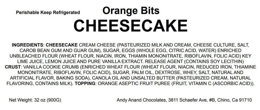 Andy Anand Fresh Orange Cheesecake, 9-Inch, 2 lb – Hand-Baked NY-Style, Real California Cream Cheese, No Preservatives, Birthday Gift Box