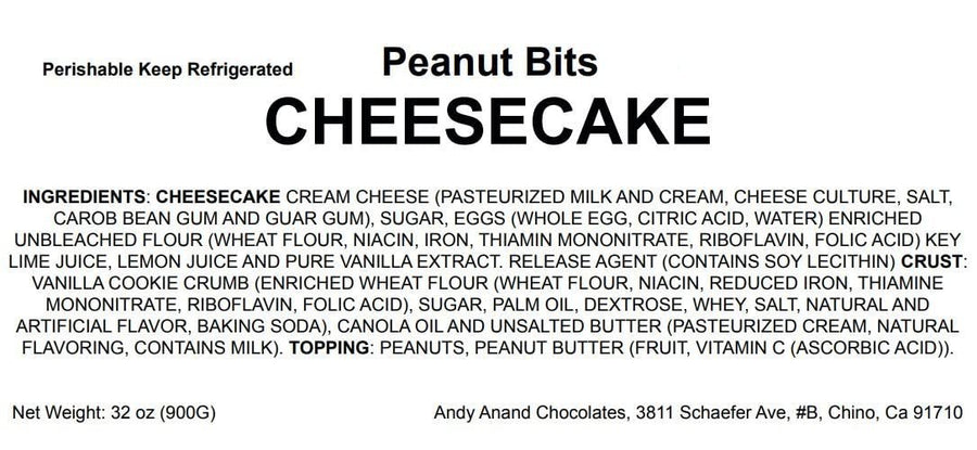 Andy Anand Gluten-Free Peanut Butter Cheesecake, 9-Inch, 2 lb – Freshly Baked, California Cream Cheese & Vanilla, Birthday & Holiday Gift