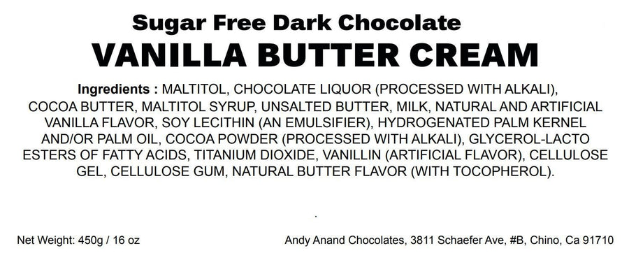 Andy Anand Sugar-Free Vanilla Butter Cream Dark Chocolates, 25 pc – Diabetic-Friendly, Keto, Gluten-Free, Birthday & Valentine's Gift Box