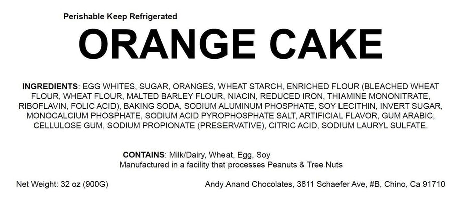 Andy Anand Orange Cake, 9-Inch, 2 lb – Hand-Baked, Fresh Orange Flavor, All-Natural Ingredients, No Preservatives, Birthday & Holiday Gift