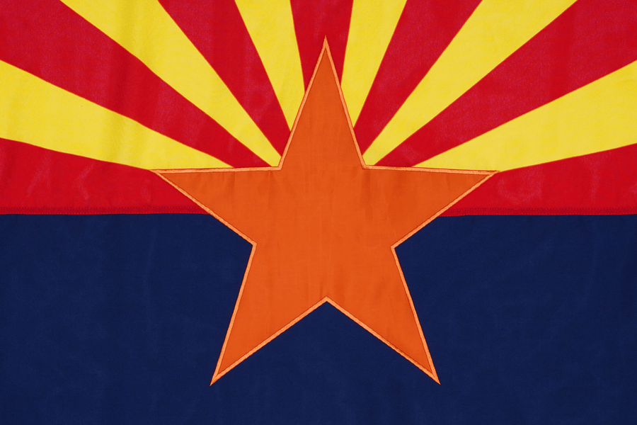Arizona State Flag design and stitching in close-up
