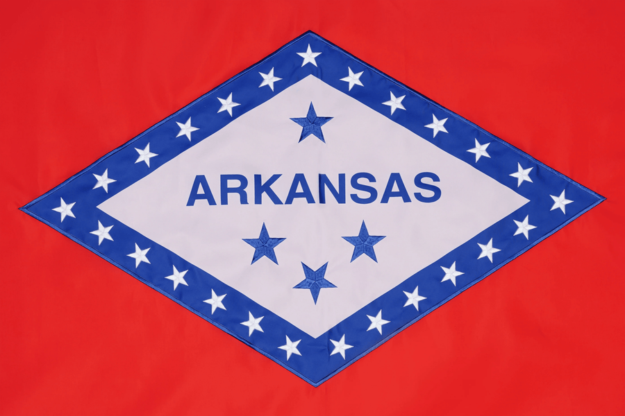 Arkansas State Flag design and stitching in close-up