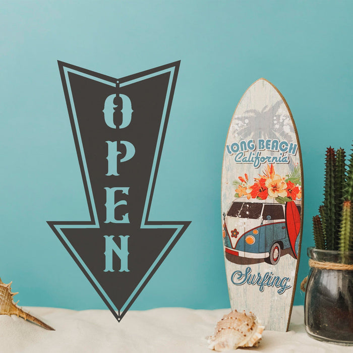 Arrow Open Metal Sign