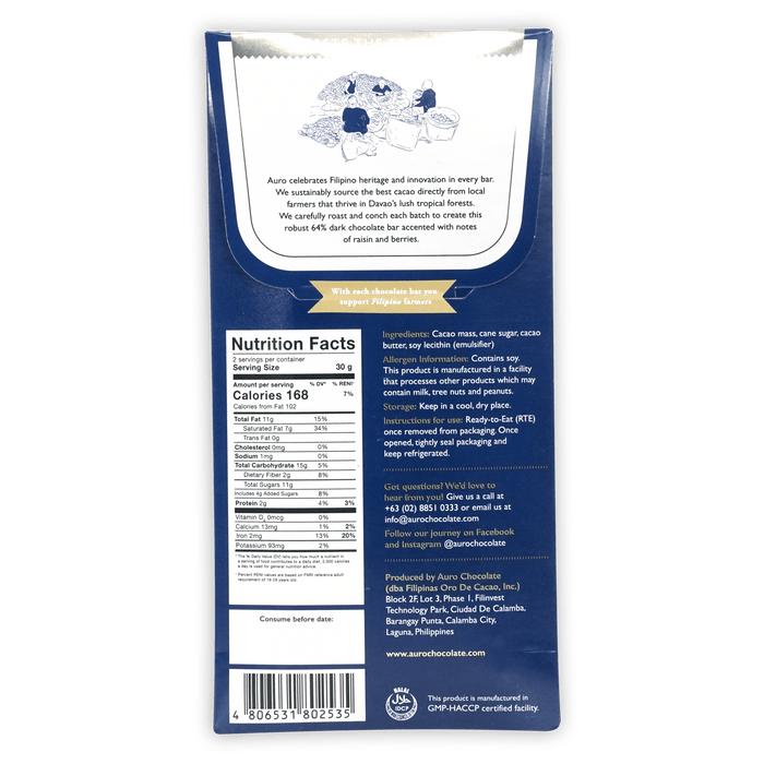 Auro Dark Chocolate 64% by Farm2Me