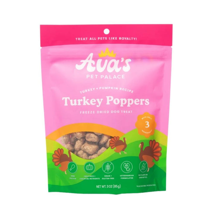Ava’s Pet Palace Turkey Poppers 3 oz treat bag