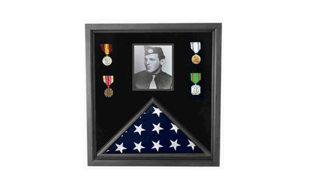 Military Photo Flag and Medal Display Case - folded 3x5 American flag, , The Military Gift Store, American Flag Frames (43)