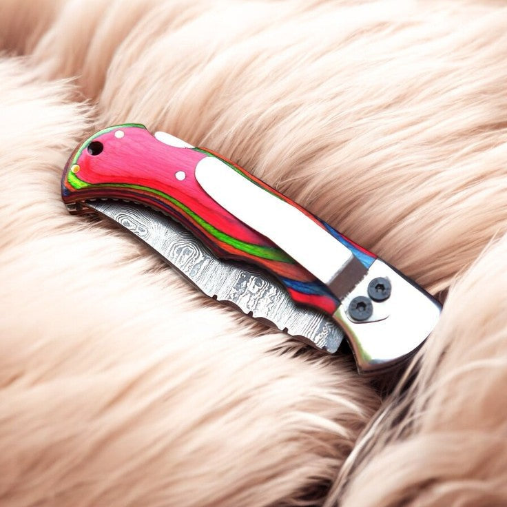 Handmade Folding Knife – 3" Damascus Steel Blade