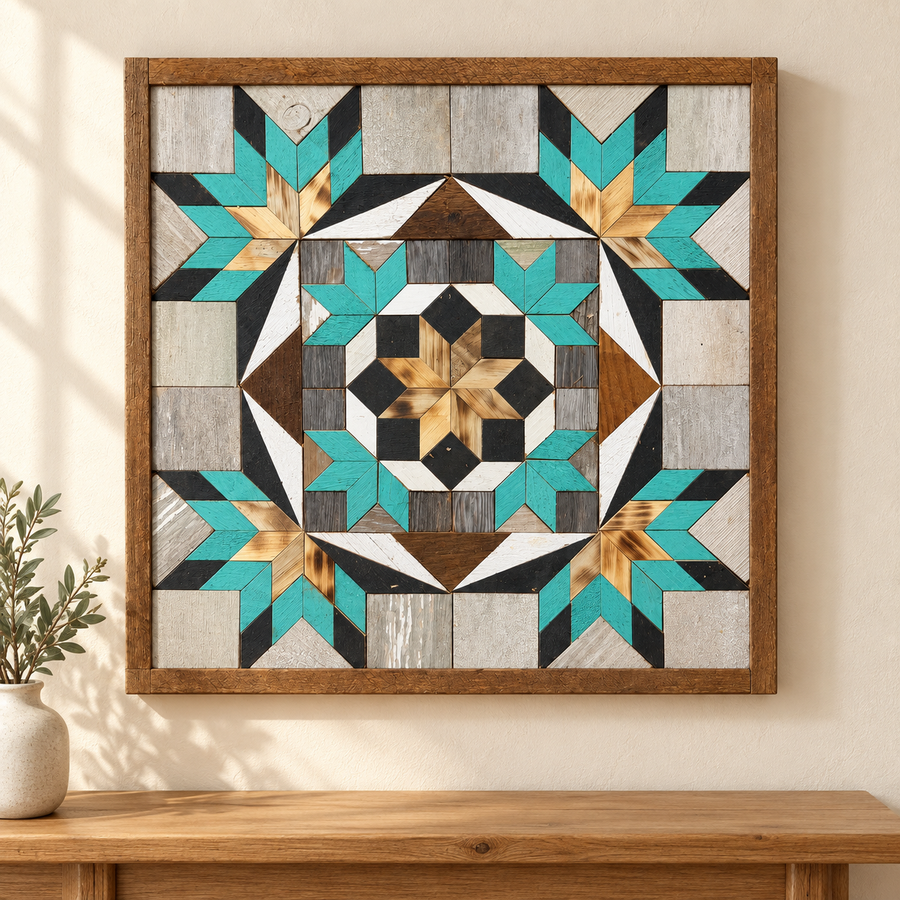 Amish Handmade Barn Quilt Wall Art – Reclaimed Barn Wood – 20.75” x 20.75”