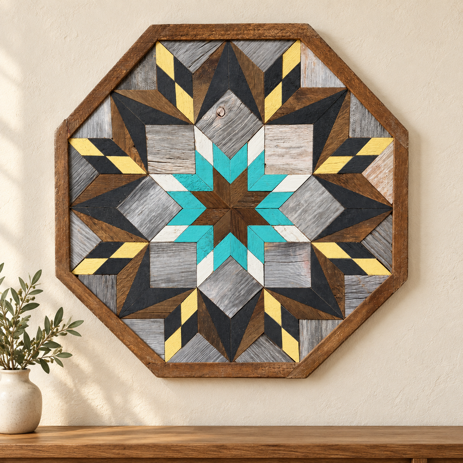 Amish Handmade Barn Quilt Wall Art – Reclaimed Barn Wood – 20.75” x 20.75”