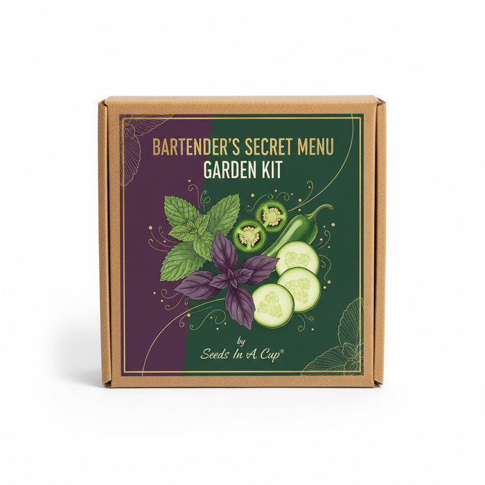 Bartender's Secret Menu Garden Kit | Mint, Basil, Jalapeno Pepper & Cucumber | Seeds In A Cup®