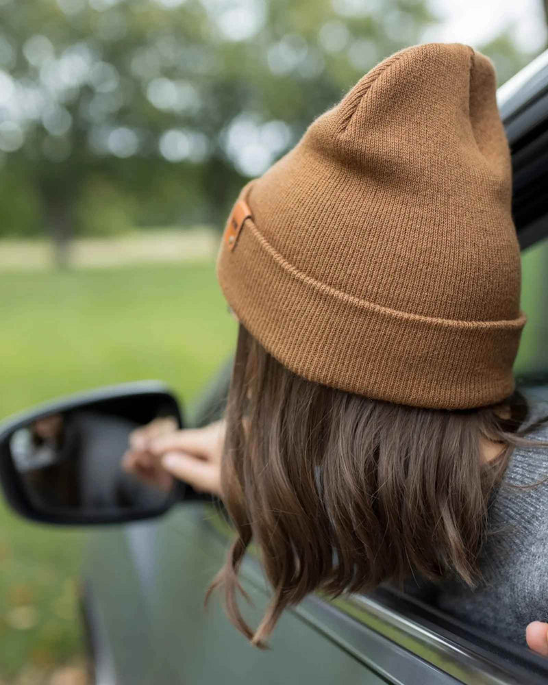 HAAKWEAR Camel Brown Beanie - Classic Knit Cuffed Hat Made in USA