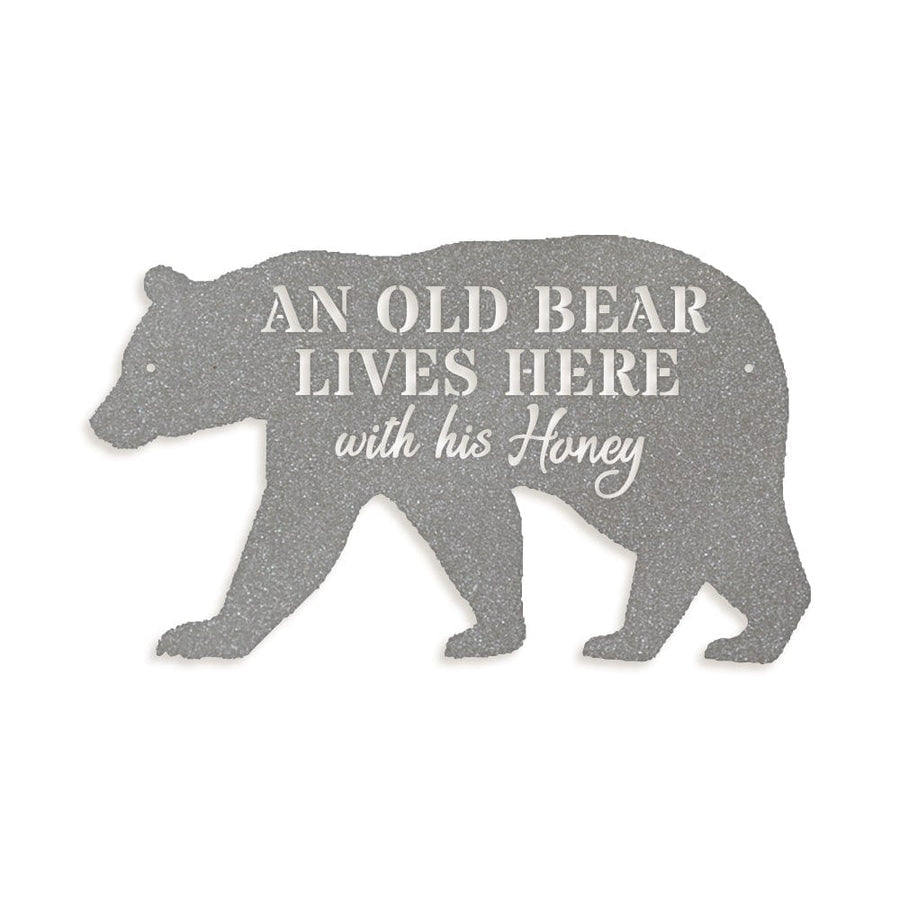 Bear Metal Sign - Old Bear & His Honey Rustic Outdoor Metal Wall Art for Cabin Decor & Porch Welcome