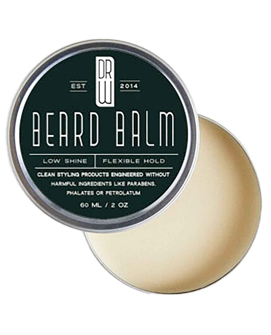 Open Dr. Watson's beard balm jar beside its labeled lid