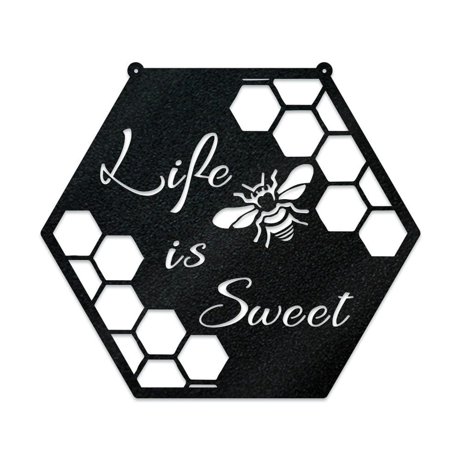 Bee Honeycomb "Life is Sweet" - Bee Hive Metal Sign