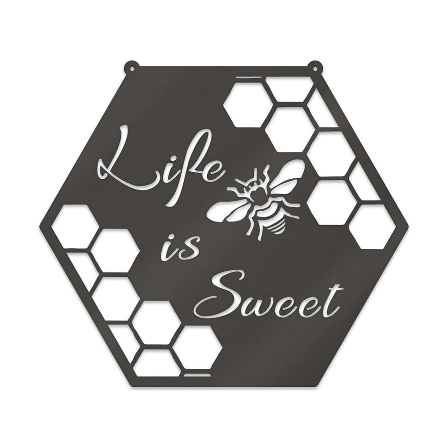 Bee Honeycomb "Life is Sweet" - Bee Hive Metal Sign