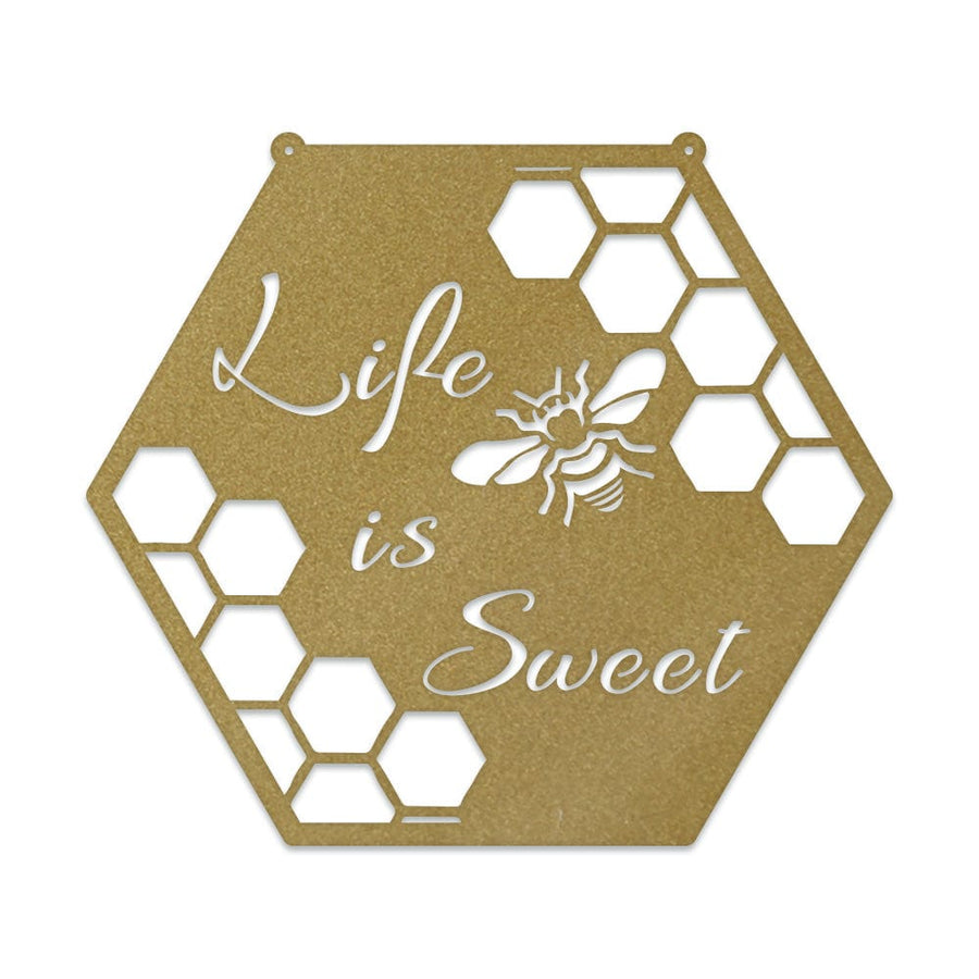 Bee Honeycomb "Life is Sweet" - Bee Hive Metal Sign