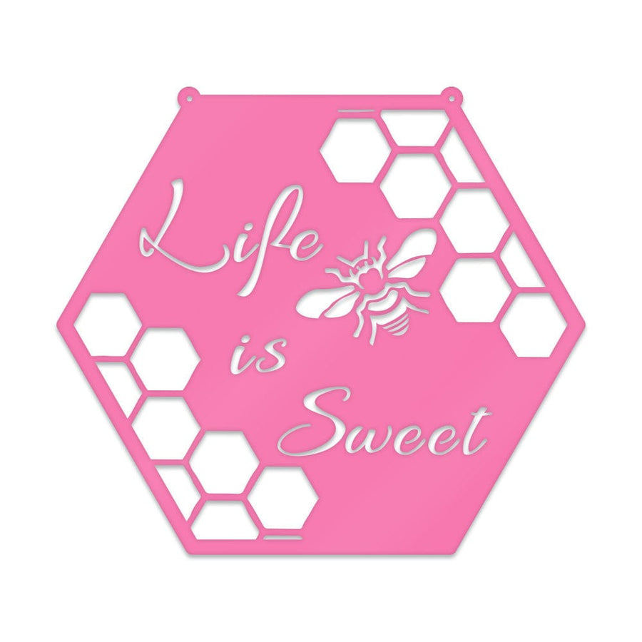 Bee Honeycomb "Life is Sweet" - Bee Hive Metal Sign